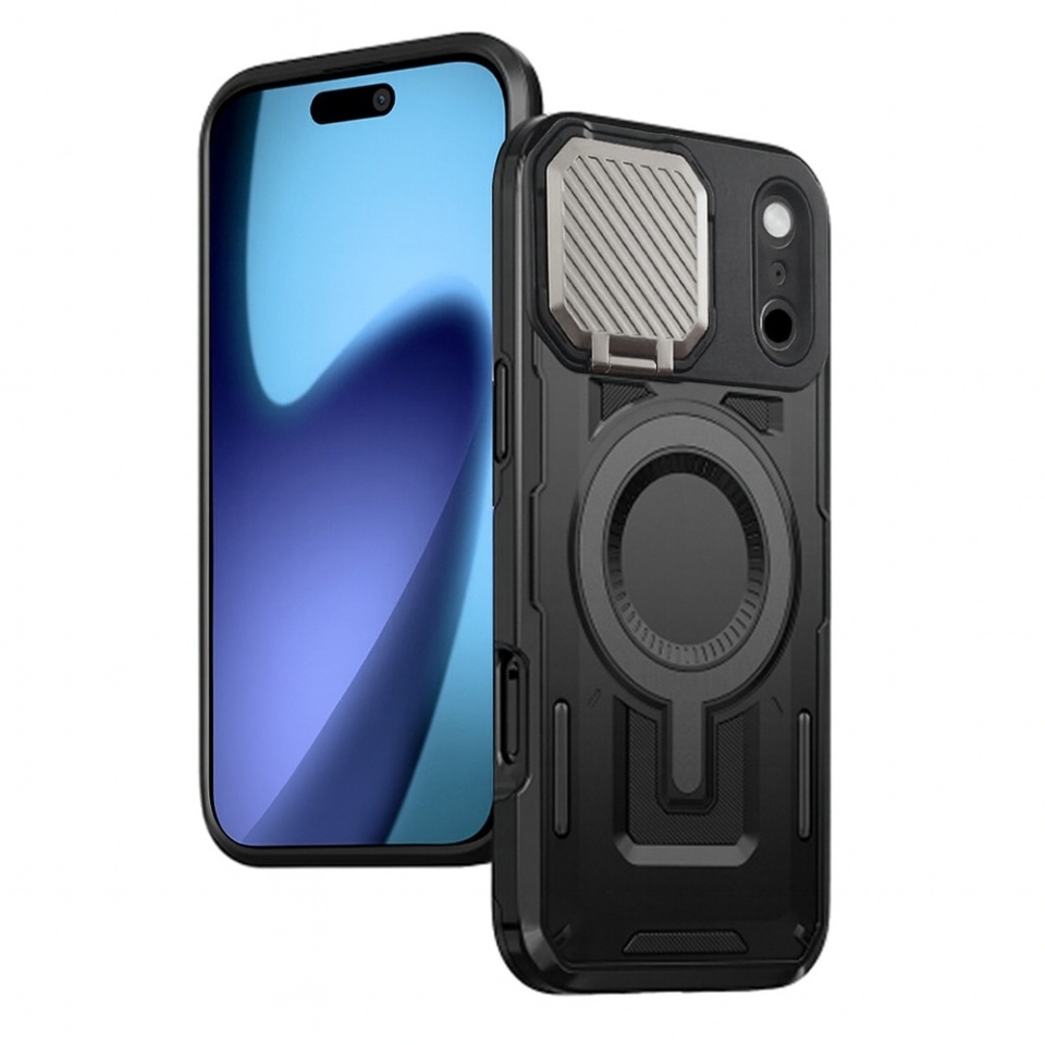 Husa pentru iPhone 17 Pro, SKYDDAR INNOVATION, CamVault MagSafe, cu Protectie Camera, Negru, set cu sticker