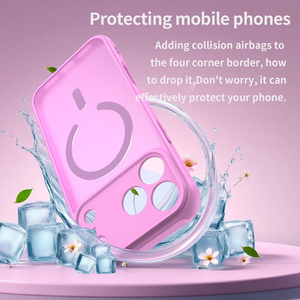 Husa pentru iPhone 17 Pro, SKYDDAR INNOVATION, HaloFrost MagSafe II, Antisoc, set cu sticker, Roz - 2 | YEO