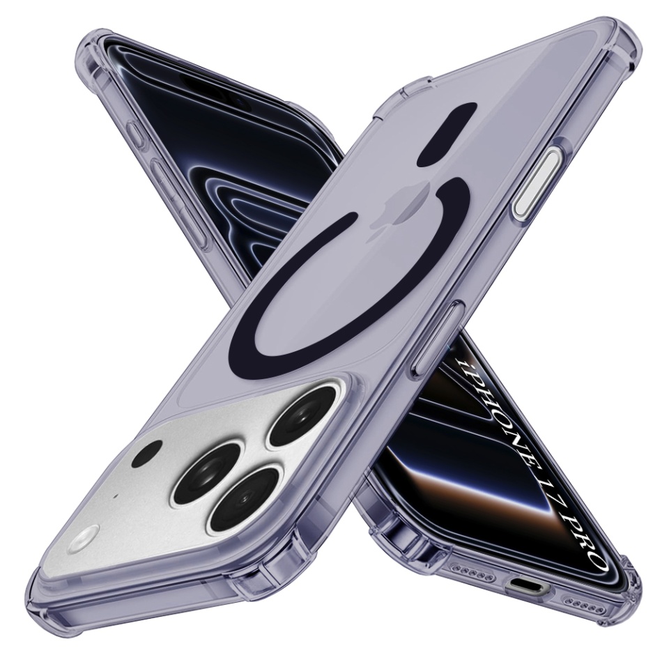 Husa pentru iPhone 17 Pro, SKYDDAR INNOVATION, Shockproof MagSafe din silicon, set cu sticker, Fumuriu