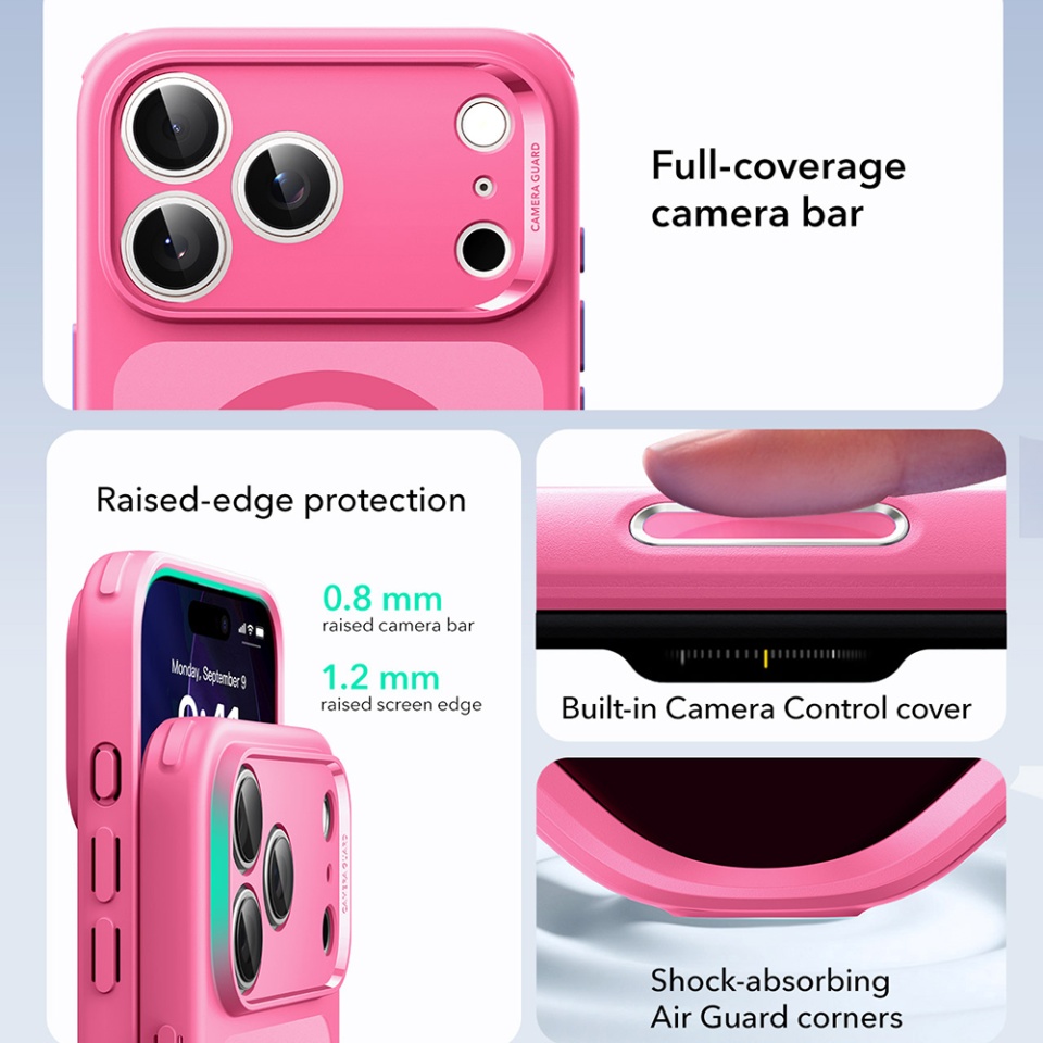 Husa pentru iPhone 17 Pro, slim, ESR Classic Hybrid HaloLock, Roz - 1 | YEO