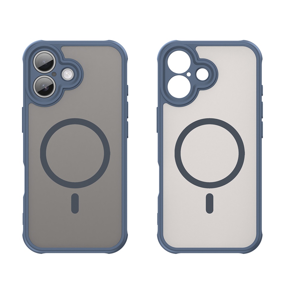 Husa pentru iPhone 17, SKYDDAR INNOVATION, HaloFrost MagSafe II, Antisoc, set cu sticker, Bleumarin - 1 | YEO