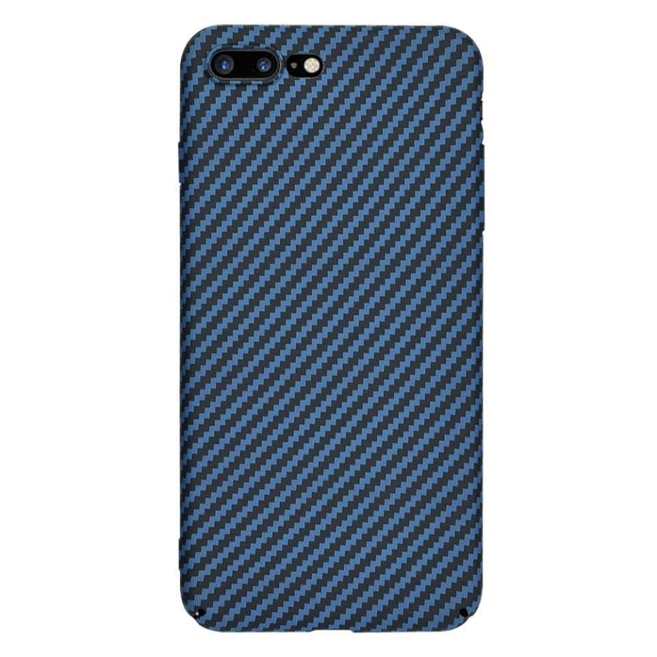 Husa pentru iPhone 8 Plus / 7 Plus, Finisaj Premium cu Textura de Carbon, Design Elegant, SKDR CarbonFlex - Cyan - 2 | YEO