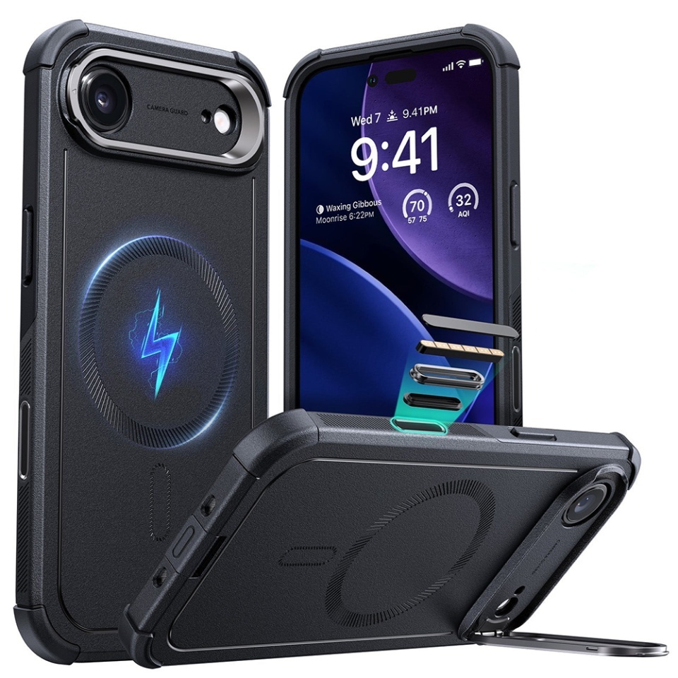 Husa pentru iPhone Air, ESR Cyber Armor Kickstand, Negru