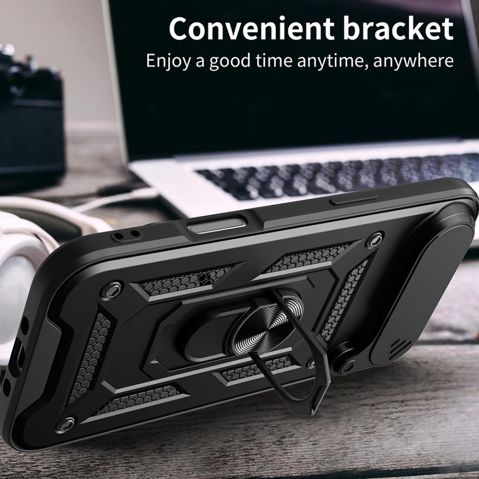 Husa pentru iPhone Air, SKYDDAR INNOVATION, CamShield, Inel magnetic, set cu sticker, Albastru - 3 | YEO