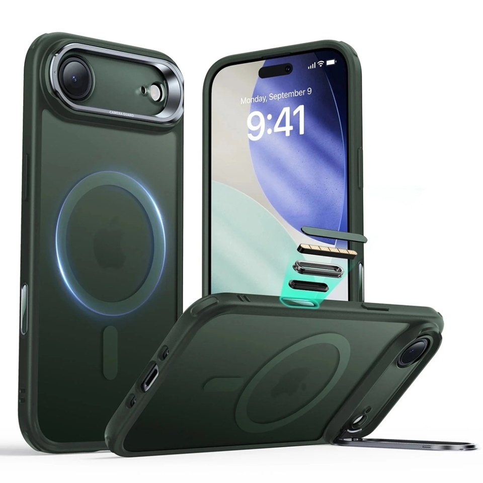 Husa pentru iPhone Air, slim, ESR Classic Hybrid HaloLock Kickstand, Verde