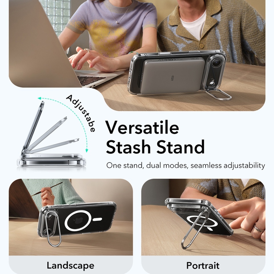 Husa pentru iPhone Air, slim, ESR Classic Hybrid HaloLock Kickstand, Transparenta - 2 | YEO