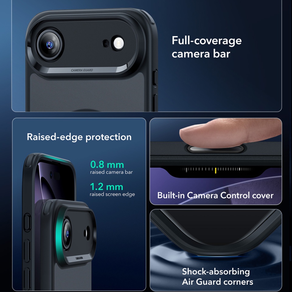 Husa pentru iPhone Air, slim, ESR Classic Hybrid HaloLock, Negru frost - 3 | YEO