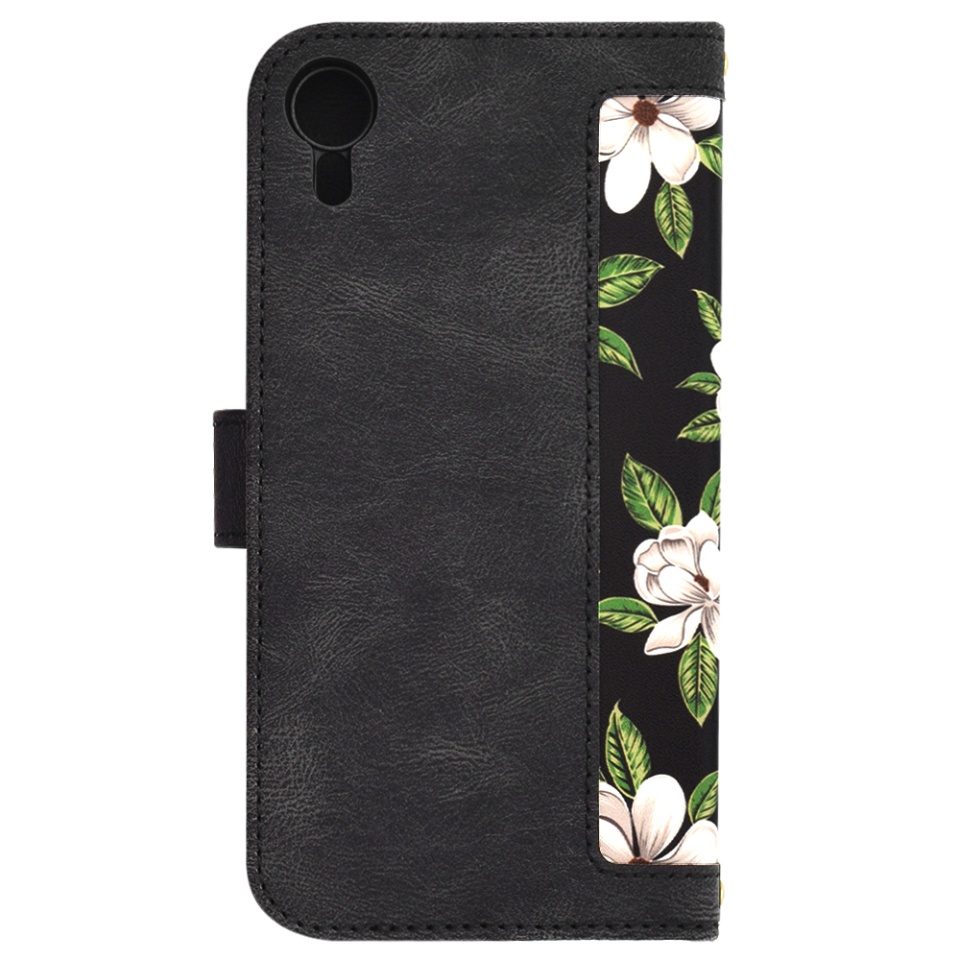 Husa pentru iPhone XR din Piele Ecologică cu Design Floral, Protecție 360°, Stand Integrat, Buzunare pentru Carduri, SKDR Floral Wallet - Negru - 3 | YEO