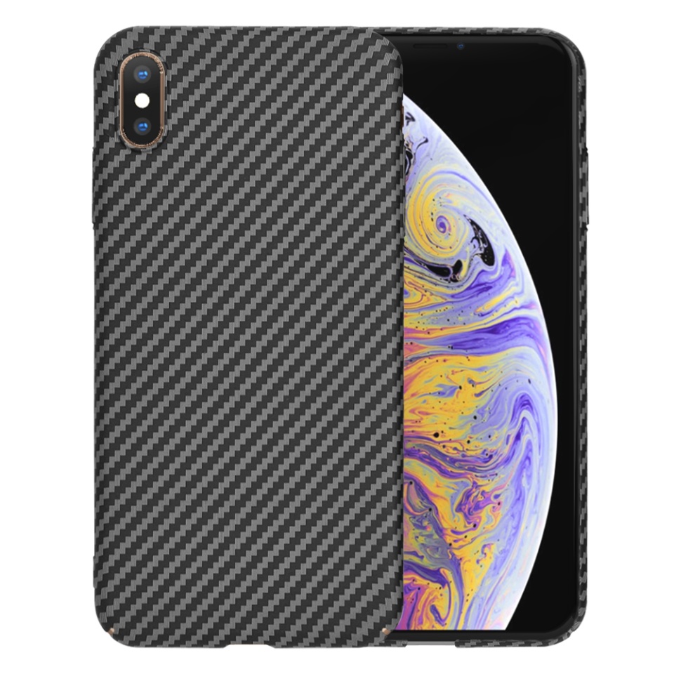 Husa pentru iPhone XS Max, Finisaj Premium cu Textura de Carbon, Design Elegant, SKDR CarbonFlex - Negru