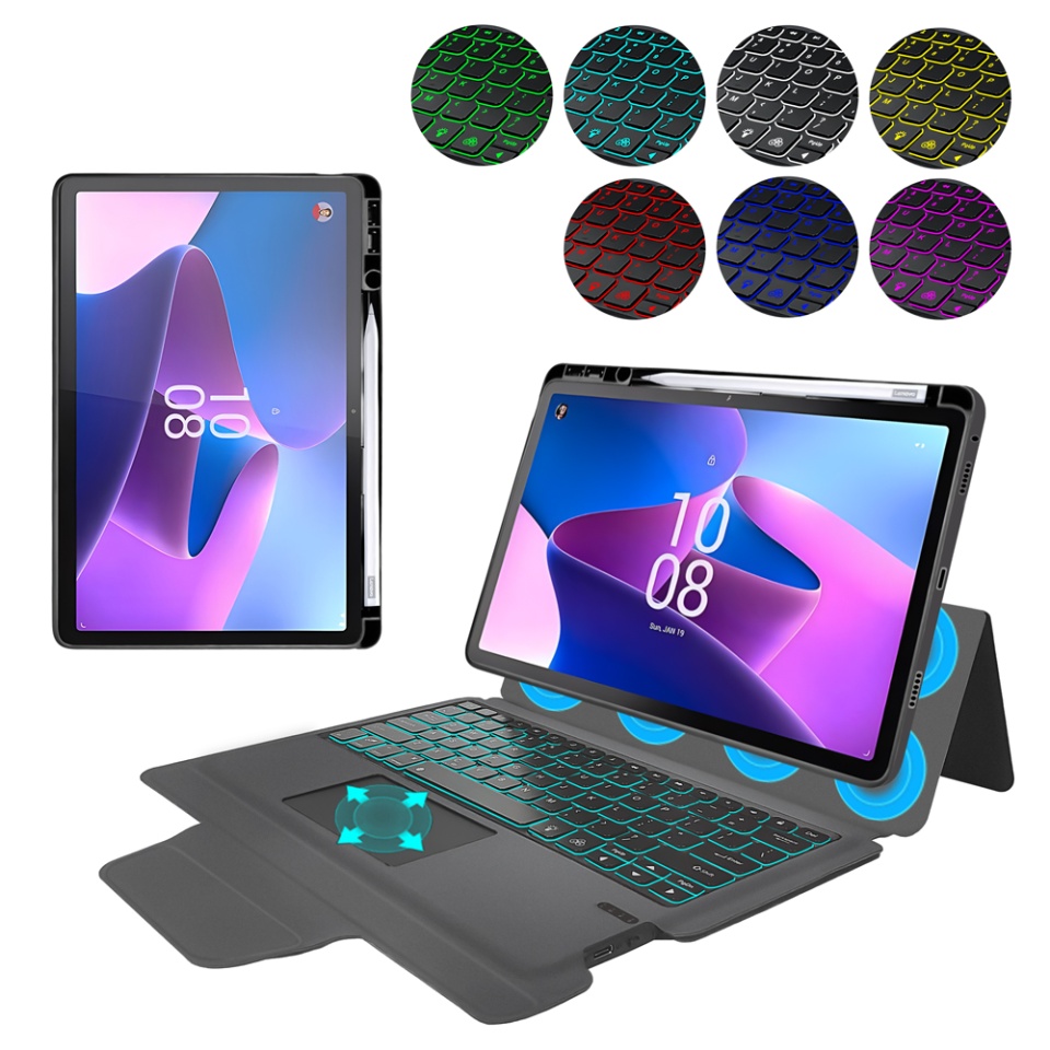 Husa pentru Lenovo Tab P11 Pro Gen 2 11.2 cu Tastatura Bluetooth si Protectie 360°, SKDR TabTop Pro - Negru