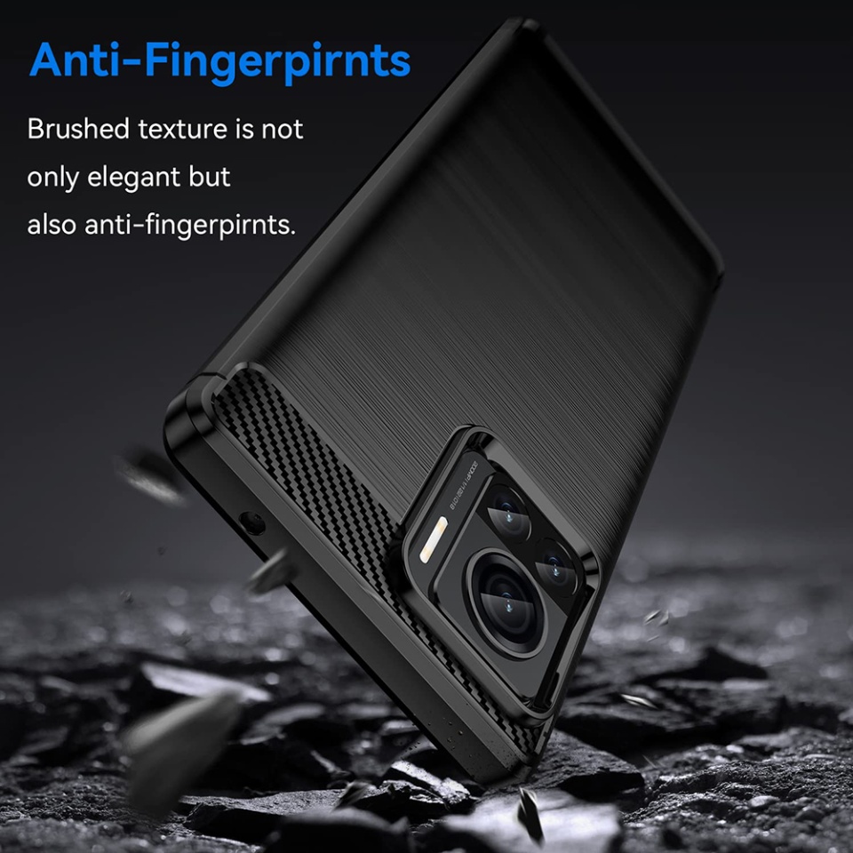 Husa pentru Motorola Edge 30 Ultra, SKYDDAR INNOVATION, Carbon Silicone, din Silicon Slim, cu textura Fibra Carbon, set cu sticker, Negru - 2 | YEO