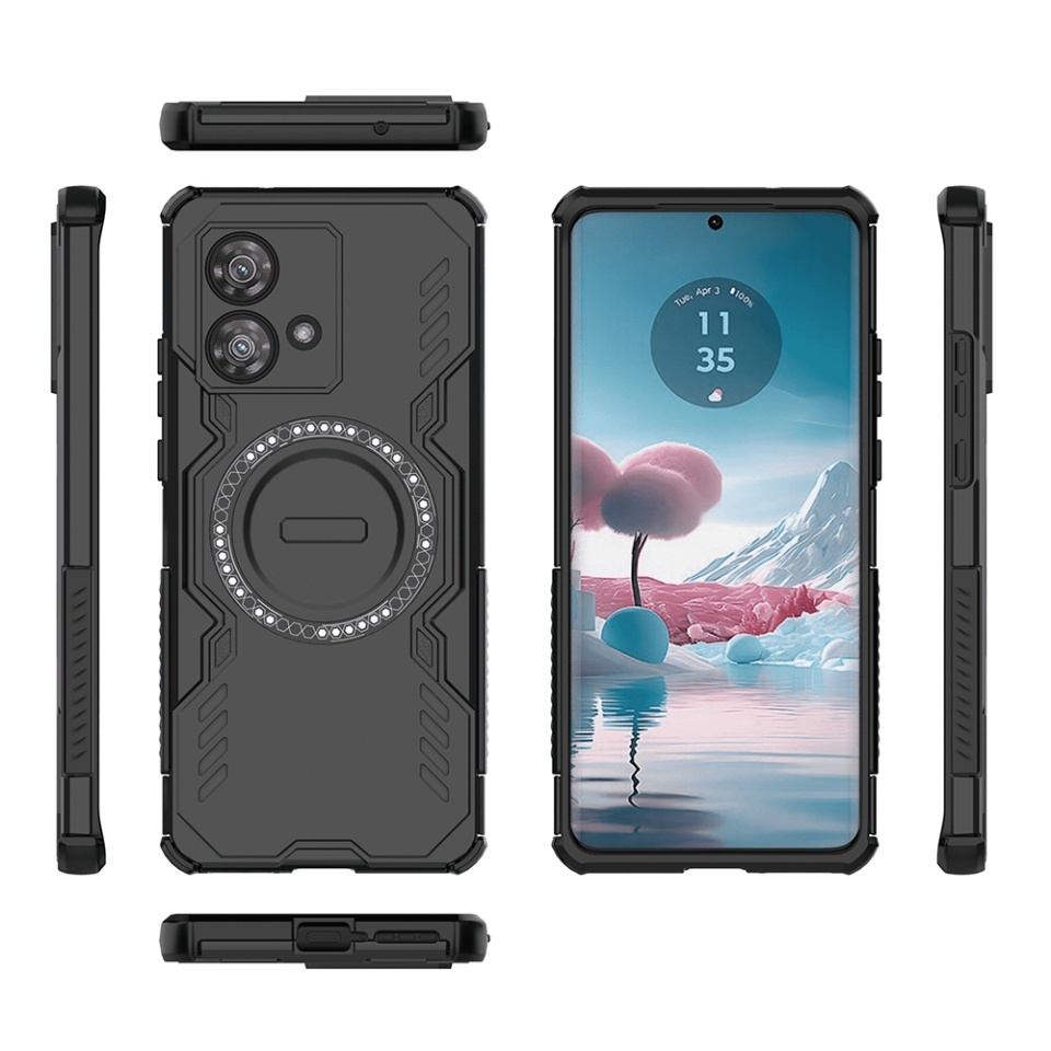 Husa pentru Motorola Edge 40 Neo, SKYDDAR INOVATION, ArmorMag, Magsafe, set cu sticker, Negru - 3 | YEO