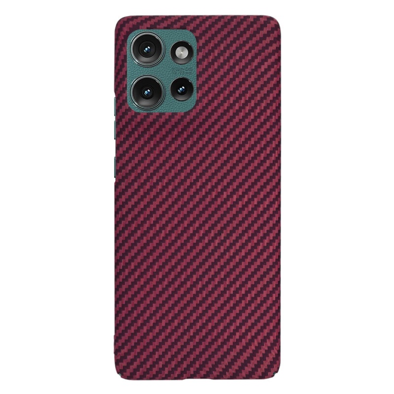 Husa pentru Motorola Edge 50, Finisaj Premium cu Textura de Carbon, Design Elegant, SKDR CarbonFlex - Rosu - 3 | YEO