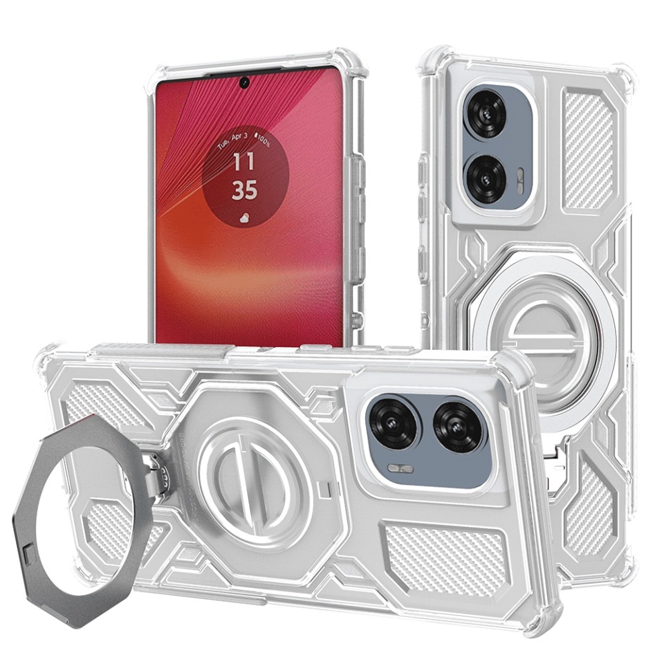 Husa pentru Motorola Edge 50 Fusion, Antisoc, SKYDDAR INOVATION, Carbon Shield PRO, Magsafe, set cu sticker, Alb
