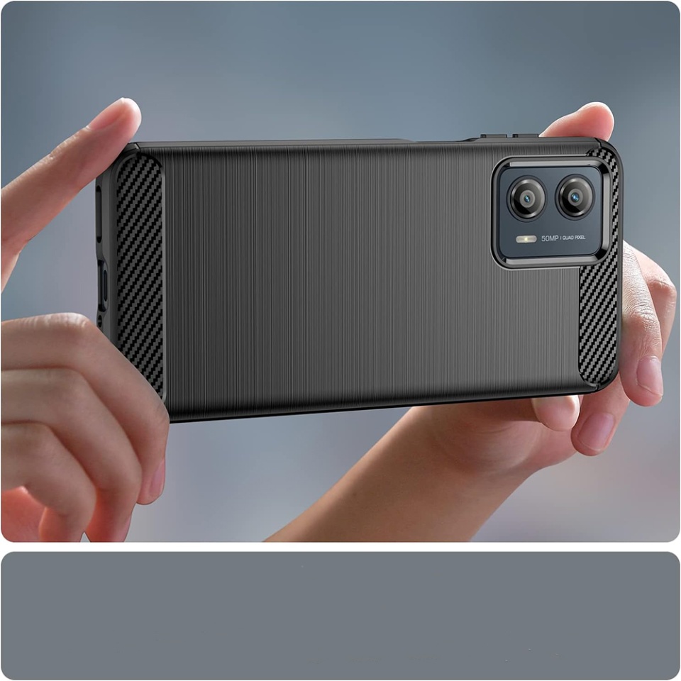 Husa pentru Motorola Edge 50 Fusion din Silicon Premium, Slim, cu textura Fibra Carbon - Negru - 1 | YEO