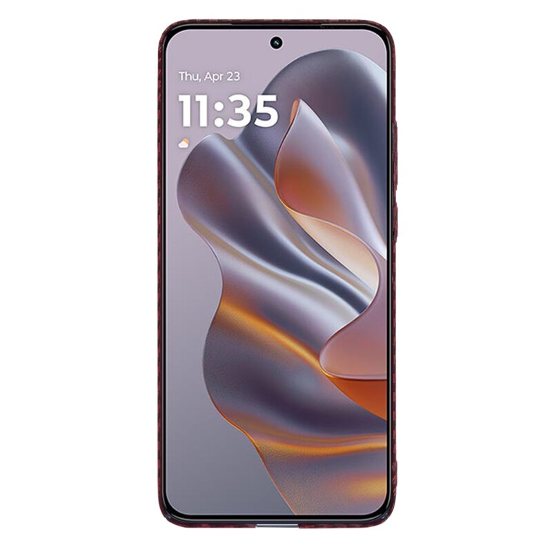 Husa pentru Motorola Edge 50 Neo, Finisaj Premium cu Textura de Carbon, Design Elegant, SKDR CarbonFlex - Rosu - 2 | YEO