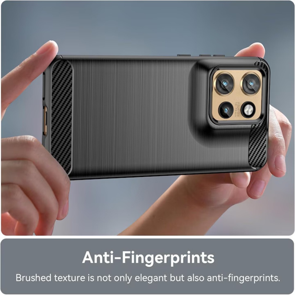 Husa pentru Motorola Edge 50 Neo, SKYDDAR INNOVATION, Carbon Silicone, din Silicon Slim, cu textura Fibra Carbon, set cu sticker, Negru - 2 | YEO