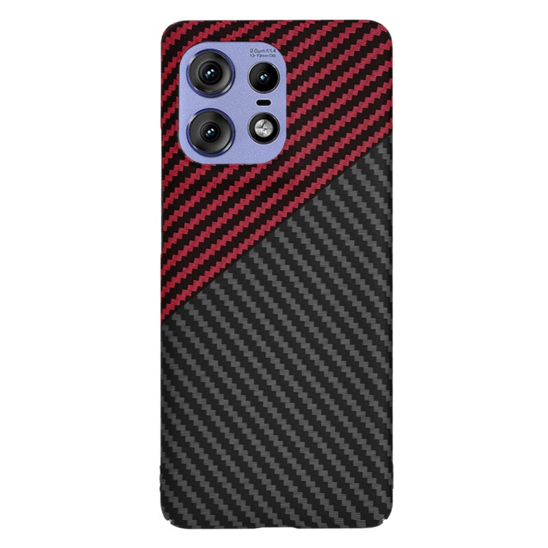 Husa pentru Motorola Edge 50 Pro, Finisaj Premium cu Textura de Carbon, Design Elegant, SKDR CarbonFlex - Rosu inchis - 2 | YEO