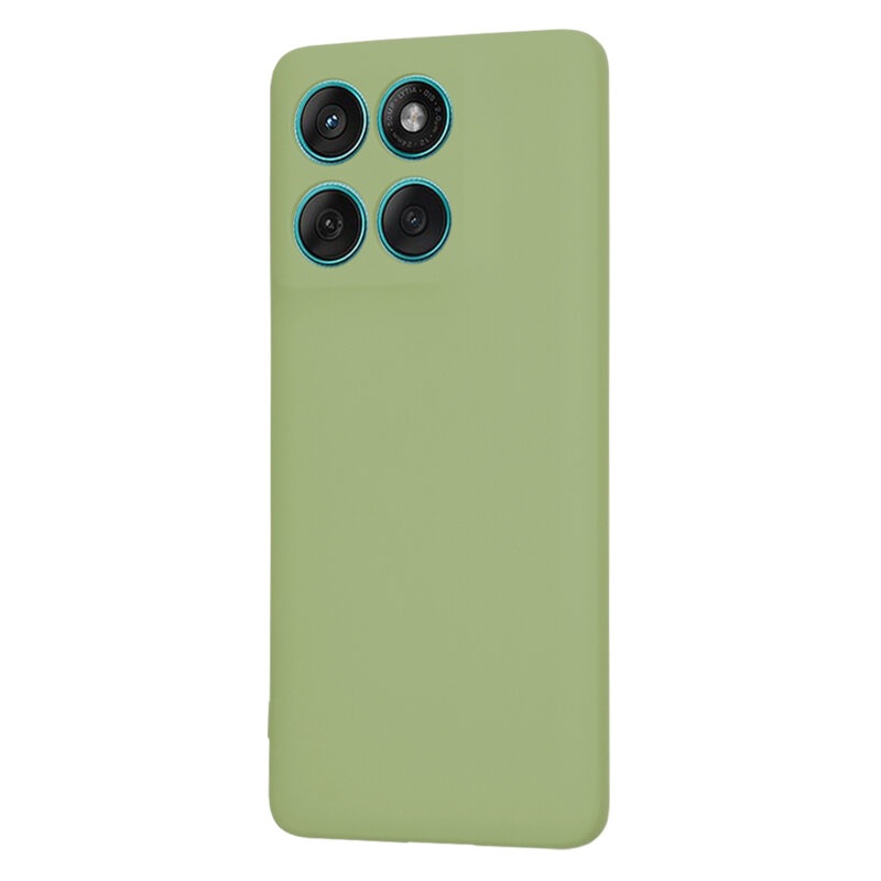 Husa pentru Motorola Edge 60 Fusion, SKYDDAR INNOVATION, din Silicon Catifelat, SoftElegance , Verde deschis, set cu sticker - 2 | YEO