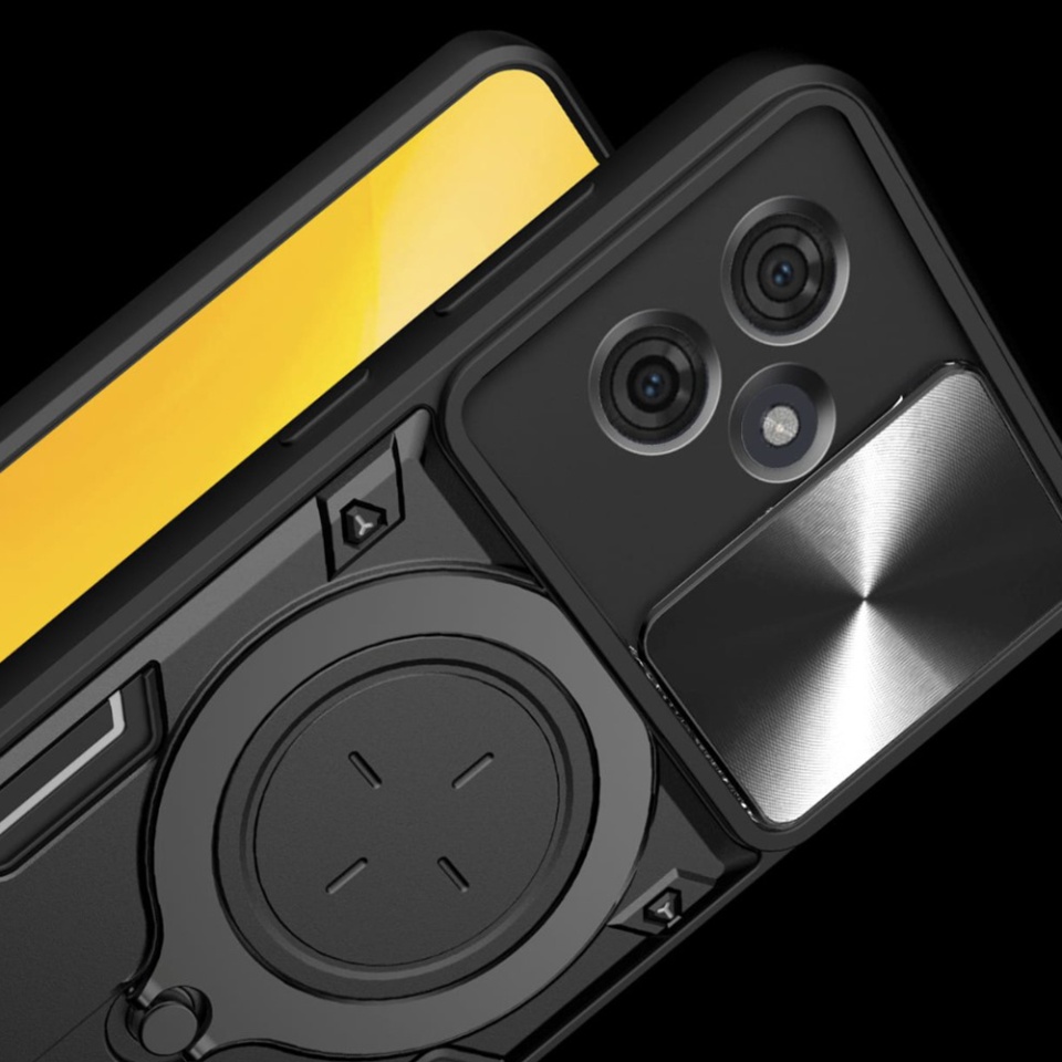 Husa pentru Motorola Edge 60 Fusion, SKYDDAR INNOVATION, SafeCover, Inel Magnetic, Protectie Camera, Negru, set cu sticker - 4