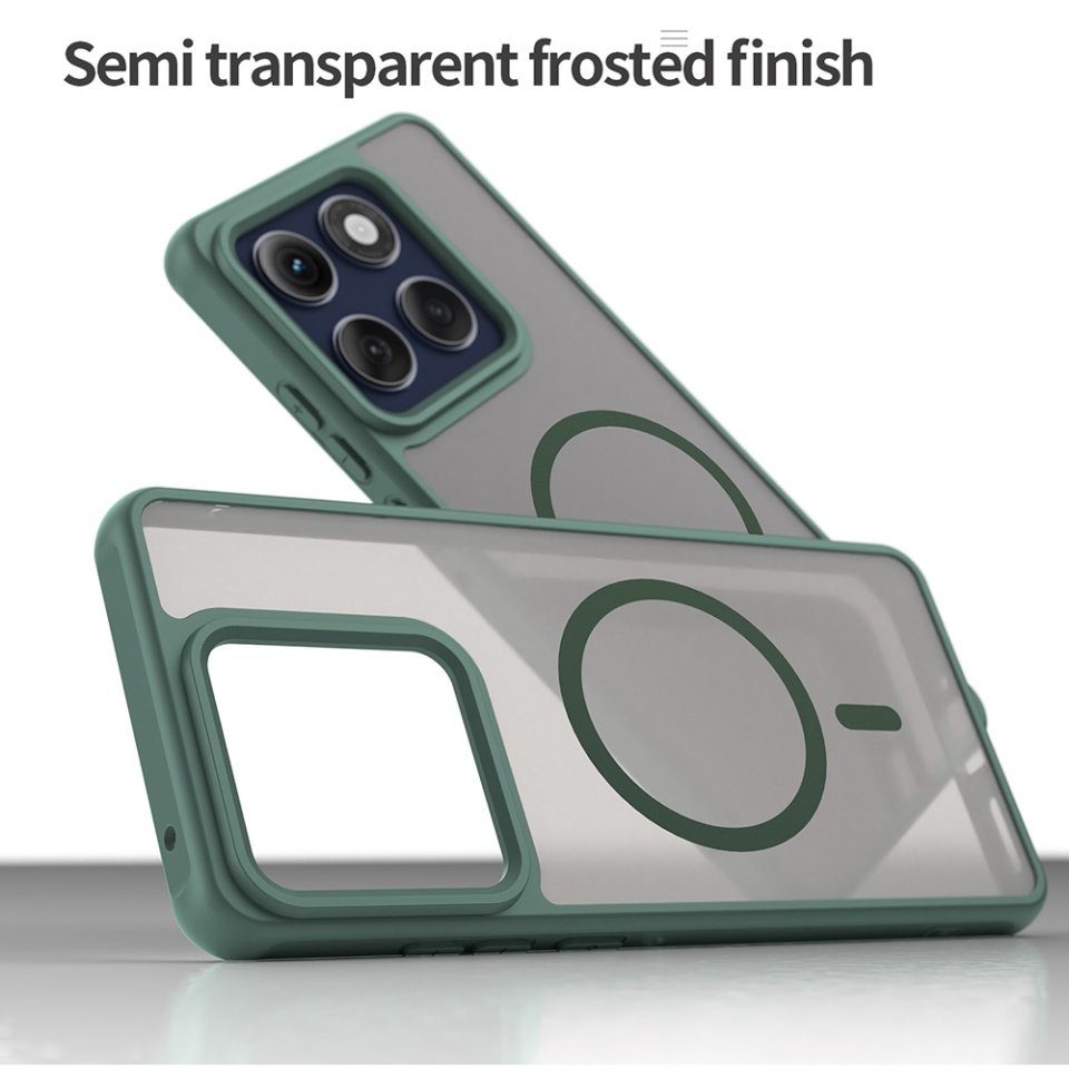 Husa pentru Motorola Edge 60 Pro, SKYDDAR INNOVATION, HaloFrost MagSafe II, Antisoc, set cu sticker, Verde - 2 | YEO