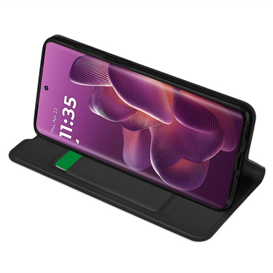 Husa pentru Motorola Edge 60 Pro, SKYDDAR INNOVATION, Magskin Book, tip Carte cu Portofel Interior, set cu sticker, Negru - 1 | YEO