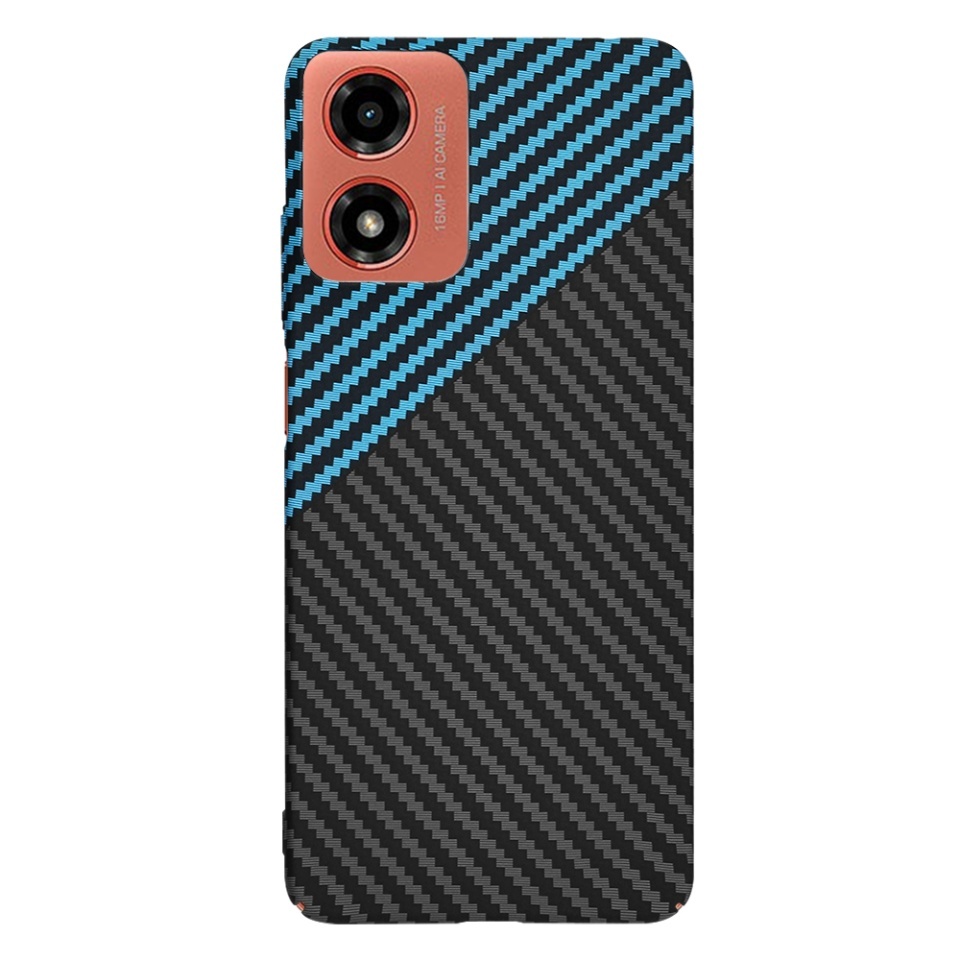 Husa pentru Motorola Moto G04 / Moto G24 / Moto G04s / Moto E14, SKYDDAR INNOVATION, textura carbon, Carbonite FiberShell, set cu sticker, Bleu, - 2 | YEO
