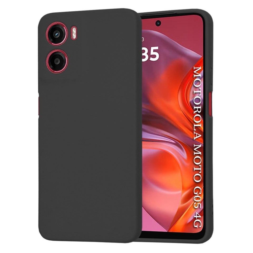 Husa pentru Motorola Moto G05 / Moto E15, SKYDDAR INNOVATION, din Silicon Catifelat, SoftElegance, set cu sticker, Negru
