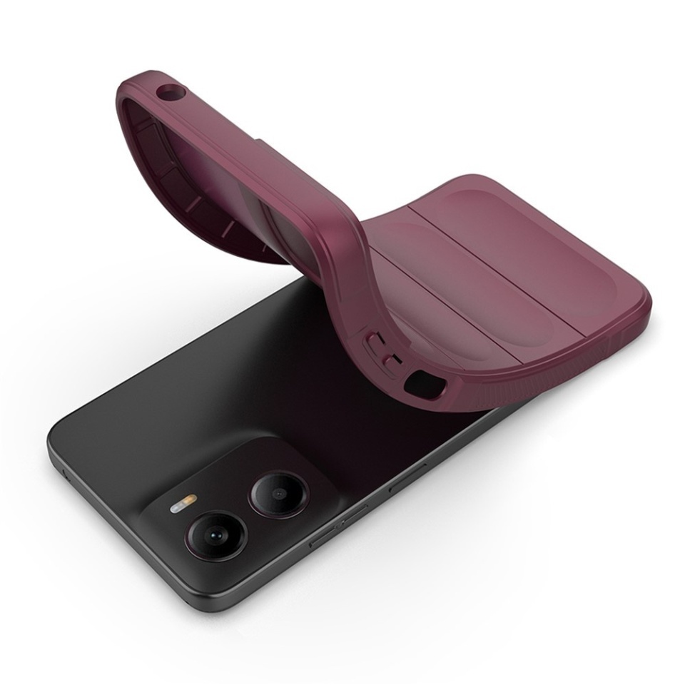 Husa pentru Motorola Moto G05 / Moto E15, SKYDDAR INNOVATION, Magic Shield, din Silicon Mat, set cu sticker, Bordo - 2 | YEO