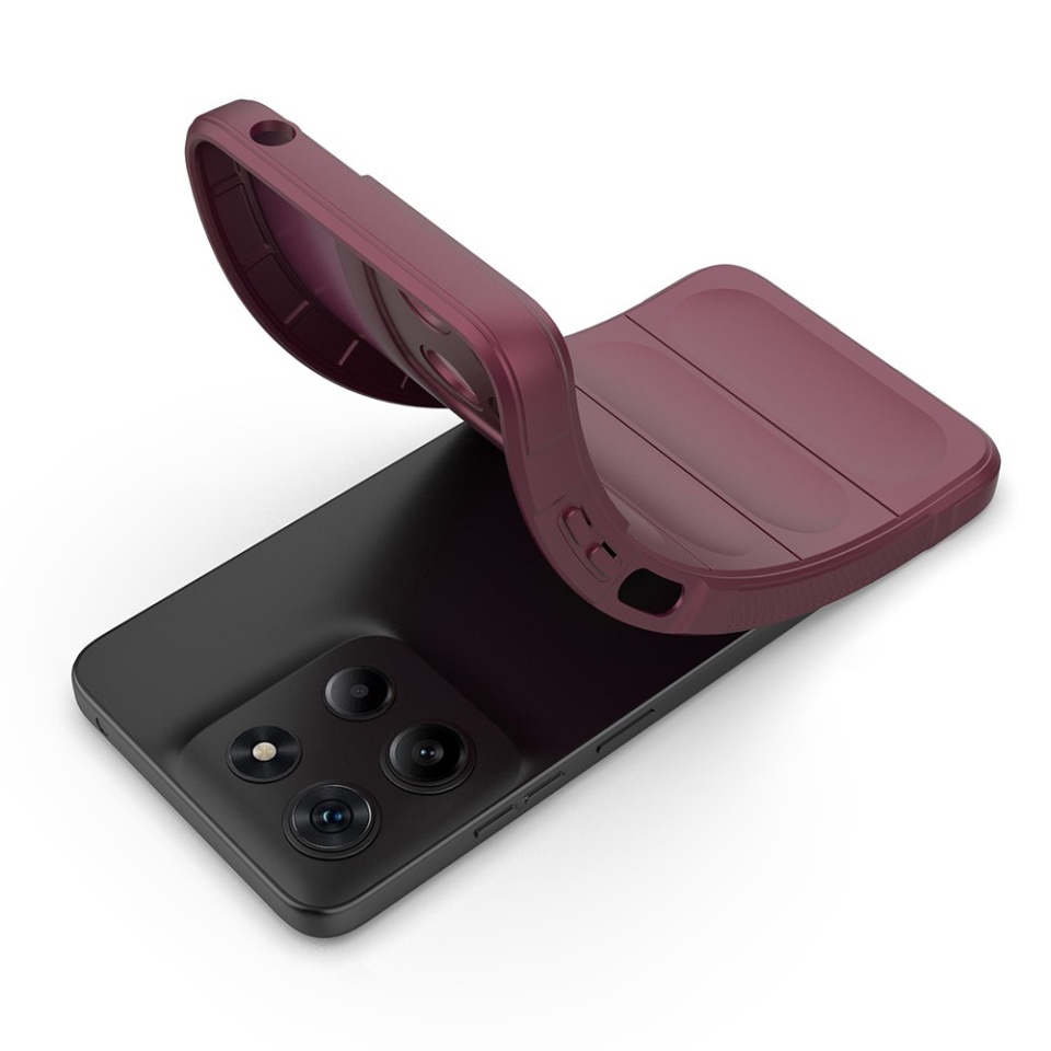 Husa pentru Motorola Moto G15 / Moto G15 Power, SKYDDAR INNOVATION, Magic Shield, din Silicon Mat, set cu sticker, Bordo - 2 | YEO