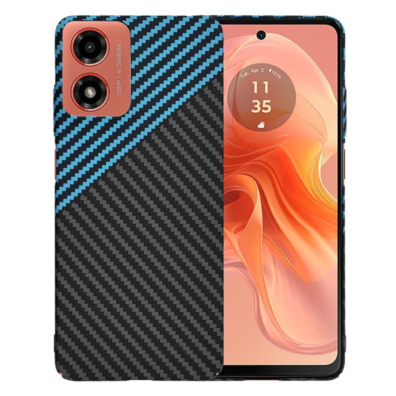 Husa pentru Motorola Moto G24 Power, Finisaj Premium cu Textura de Carbon, Design Elegant, SKDR CarbonFlex - Bleu