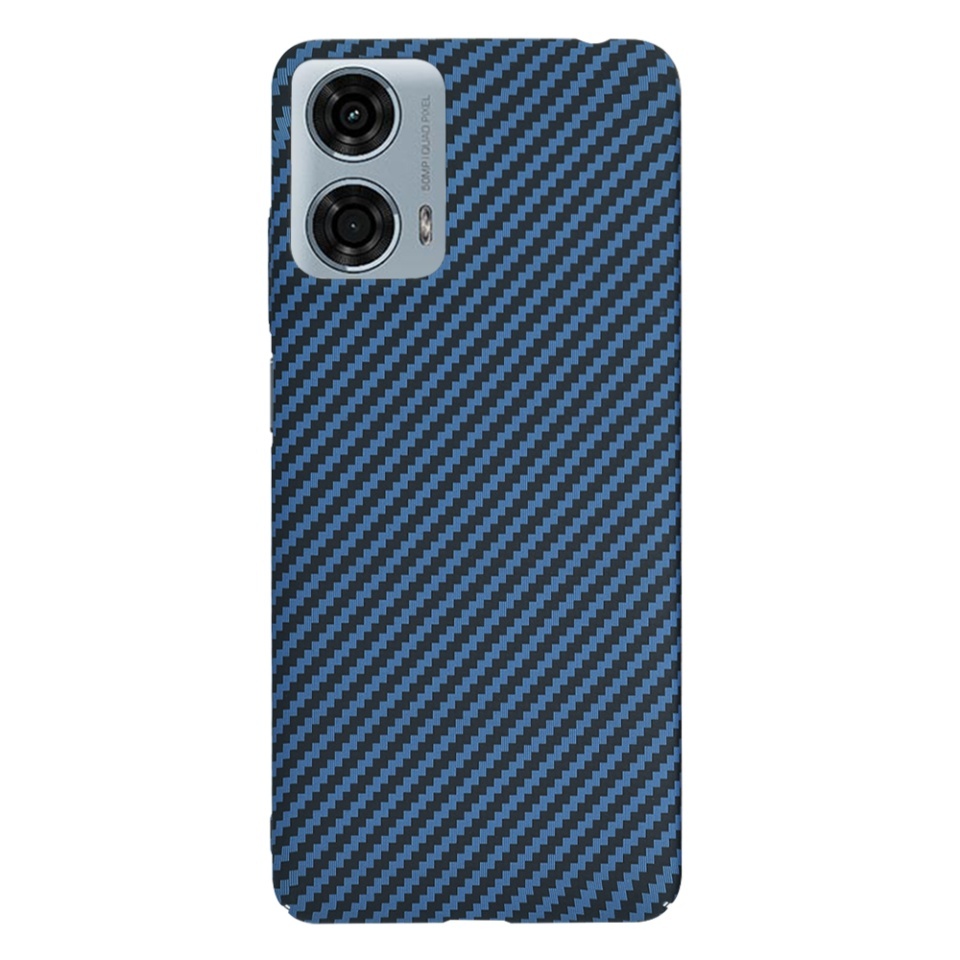 Husa pentru Motorola Moto G24 Power, SKYDDAR INNOVATION, textura carbon, Carbonite FiberShell, set cu sticker, Cyan, - 2 | YEO