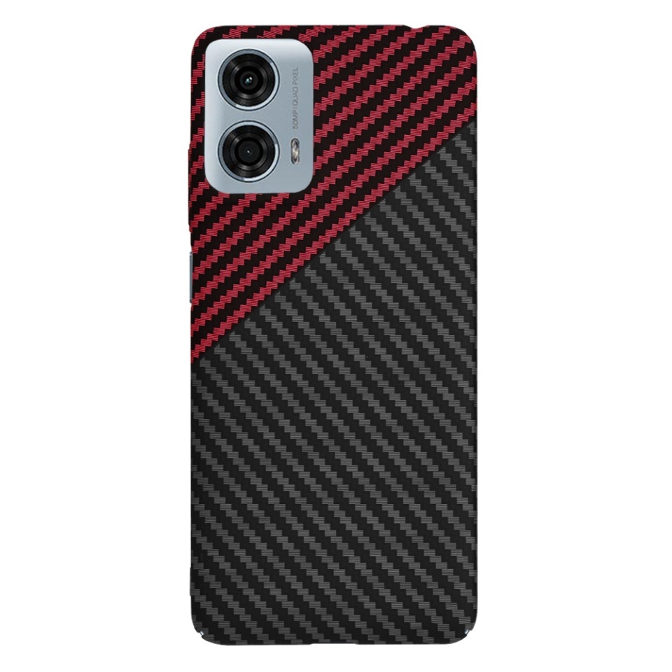 Husa pentru Motorola Moto G24 Power, SKYDDAR INNOVATION, textura carbon, Carbonite FiberShell, set cu sticker, Rosu inchis, - 2 | YEO
