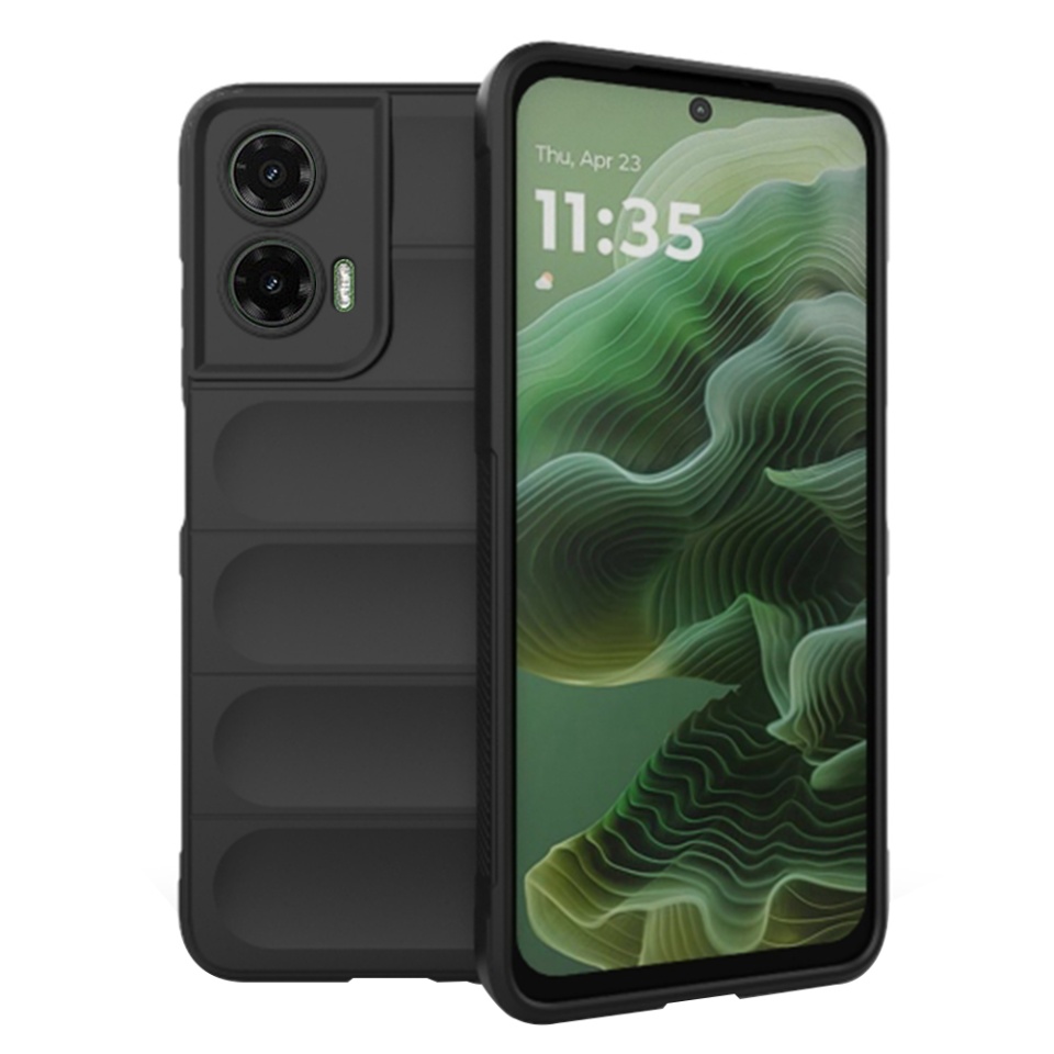 Husa pentru Motorola Moto G35, SKYDDAR INNOVATION, Vogue din Silicon Mat, set cu sticker, Negru