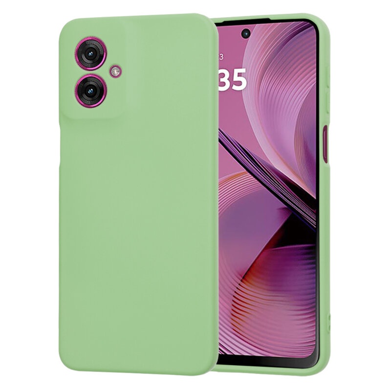 Husa pentru Motorola Moto G55 din Silicon Catifelat, Protectie Premium, Skyddar SoftElegance - Verde deschis