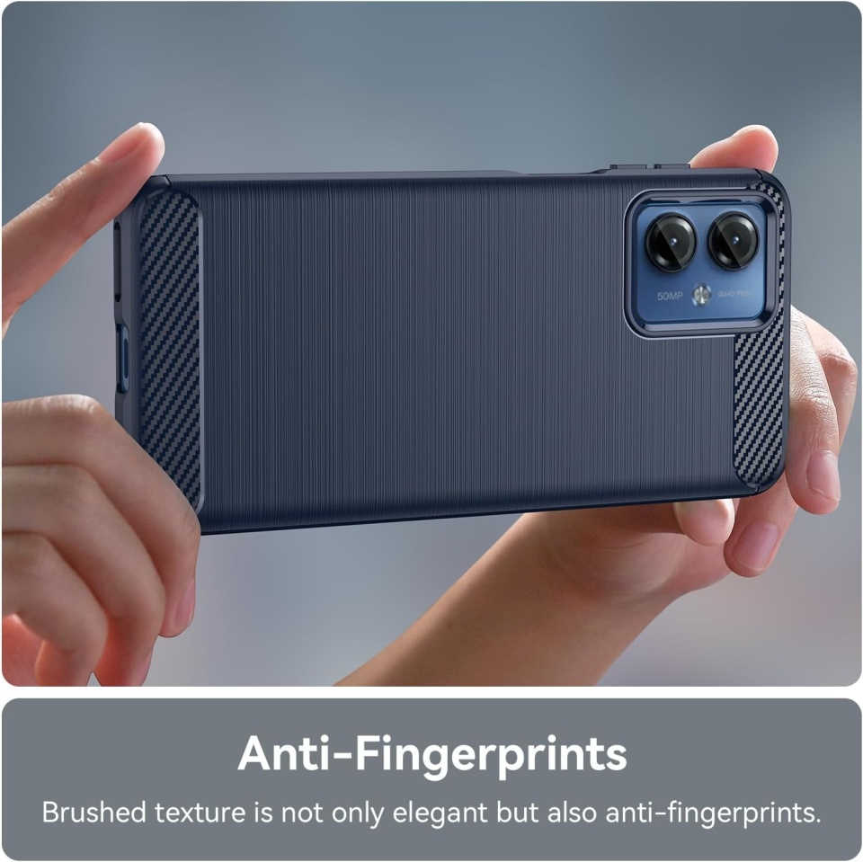Husa pentru Motorola Moto G55 din Silicon Premium, Slim, cu textura Fibra Carbon - Albastru - 1 | YEO