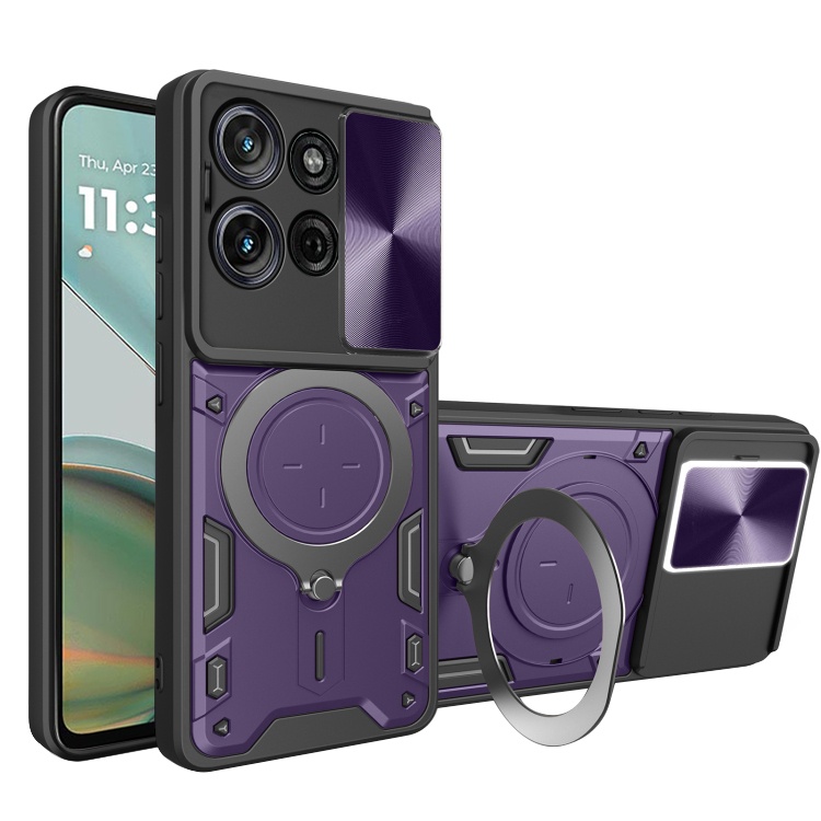 Husa pentru Motorola Moto G75, SKYDDAR INNOVATION, CamGuard Pro, Inel Magnetic, Protectie Camera, set cu sticker, Mov
