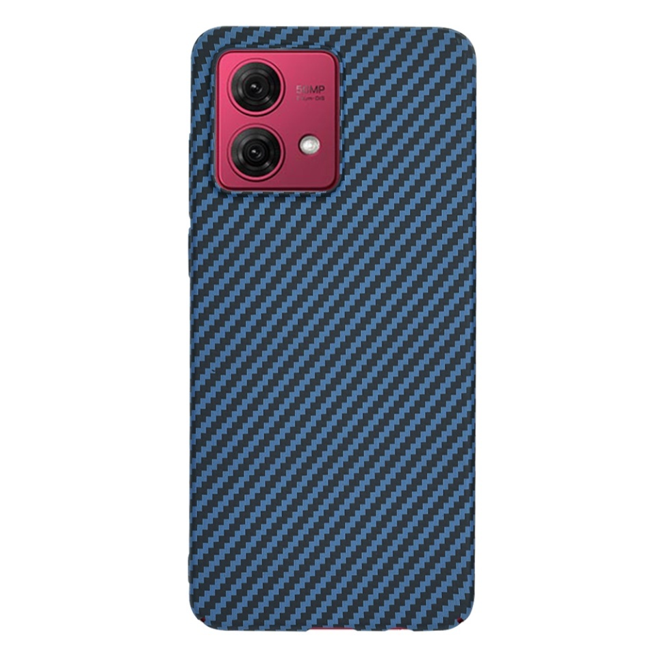 Husa pentru Motorola Moto G84, SKYDDAR INNOVATION, textura carbon, Carbonite FiberShell, set cu sticker, Cyan, - 2 | YEO