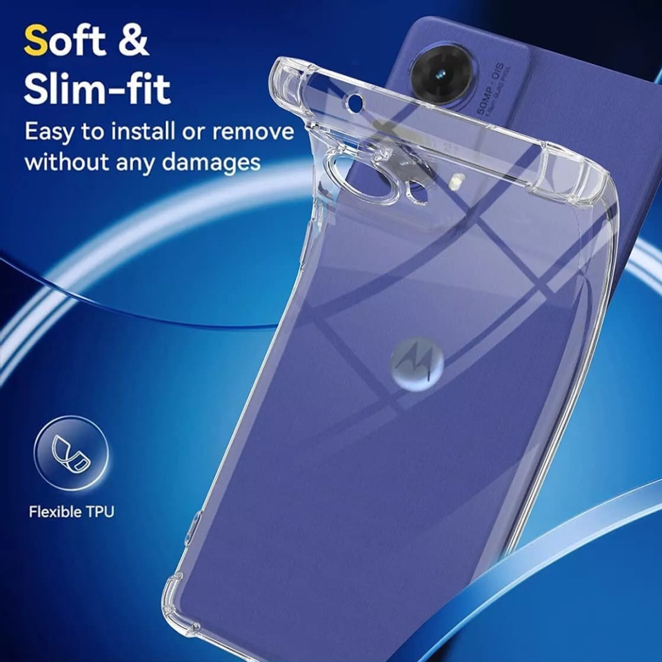 Husa pentru Motorola Moto G85 , SKYDDAR INNOVATION, Shockproof Clear din Silicon Slim, Transparenta, set cu sticker - 1 | YEO