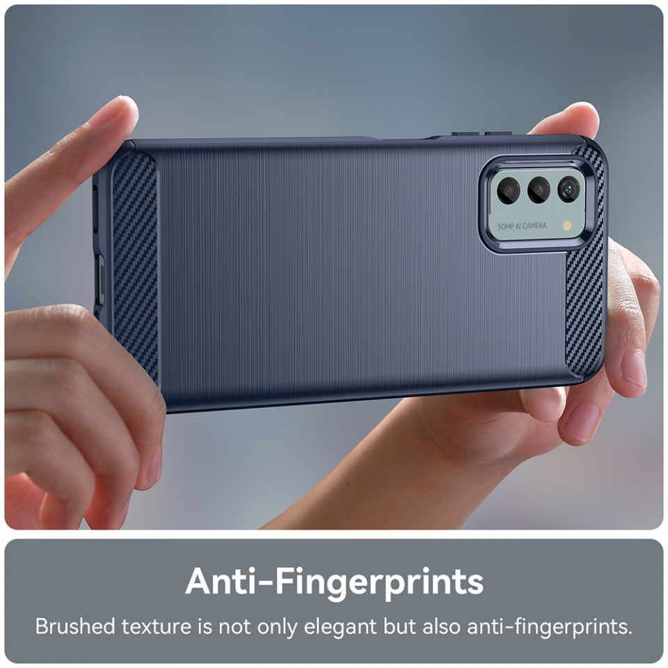Husa pentru Nokia G42 din silicon, Slim, cu textură Fibra Carbon - Albastru carbon - 3 | YEO