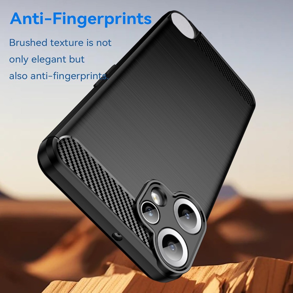 Husa pentru Nothing CMF Phone 2 Pro, SKYDDAR INNOVATION, Carbon Silicone, din Silicon Slim, cu textura Fibra Carbon, set cu sticker, Negru - 1 | YEO