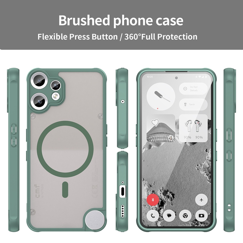 Husa pentru Nothing CMF Phone 2 Pro, SKYDDAR INNOVATION, HaloFrost MagSafe II, Antisoc, set cu sticker, Verde - 2 | YEO