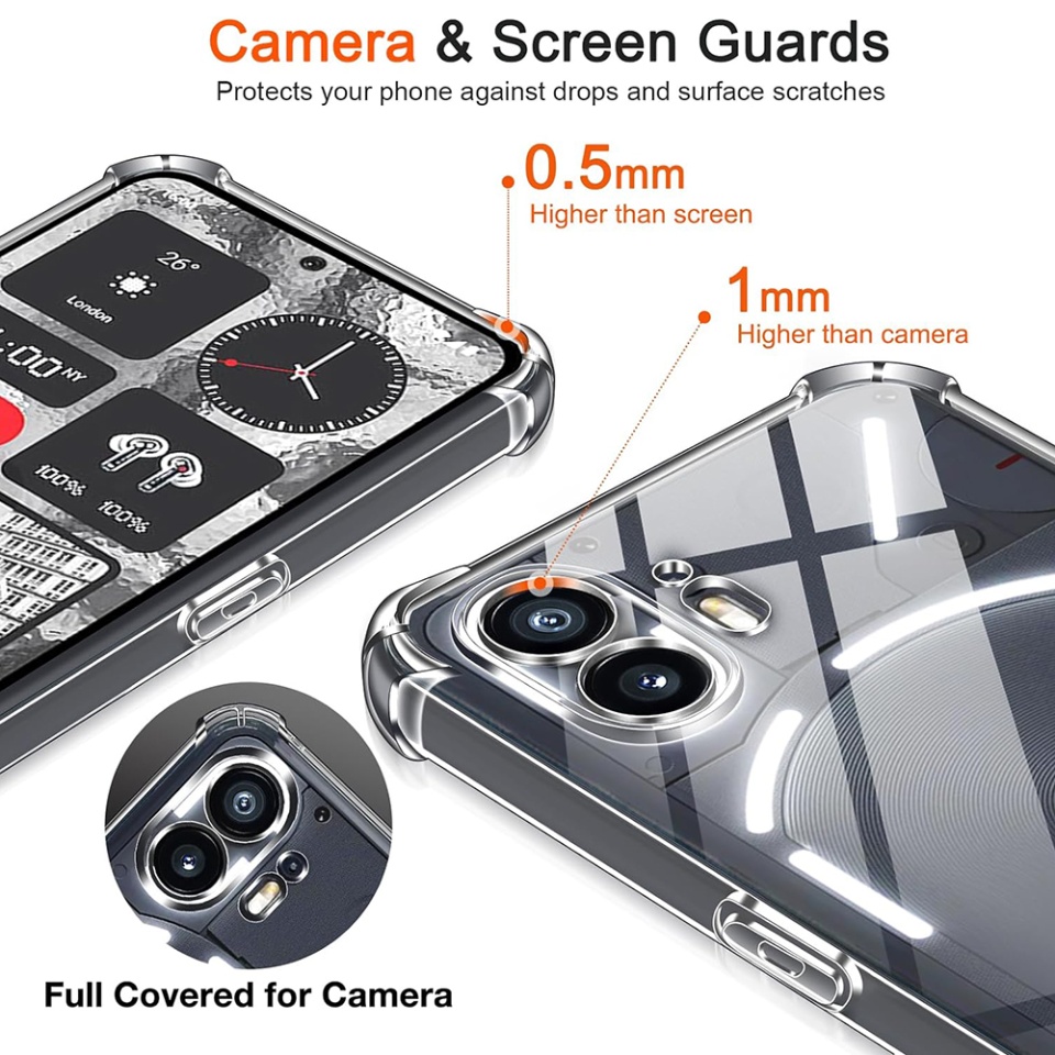 Husa pentru Nothing Phone (2) , SKYDDAR INNOVATION, Shockproof Clear din Silicon Slim, Transparenta, set cu sticker - 2 | YEO
