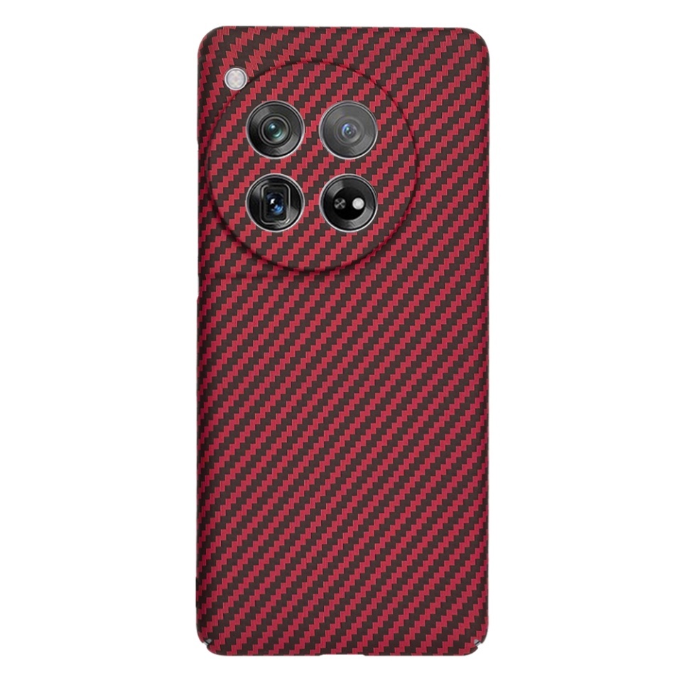 Husa pentru OnePlus 12, SKYDDAR INNOVATION, textura carbon, Carbonite FiberShell, set cu sticker, Rosu, - 2 | YEO