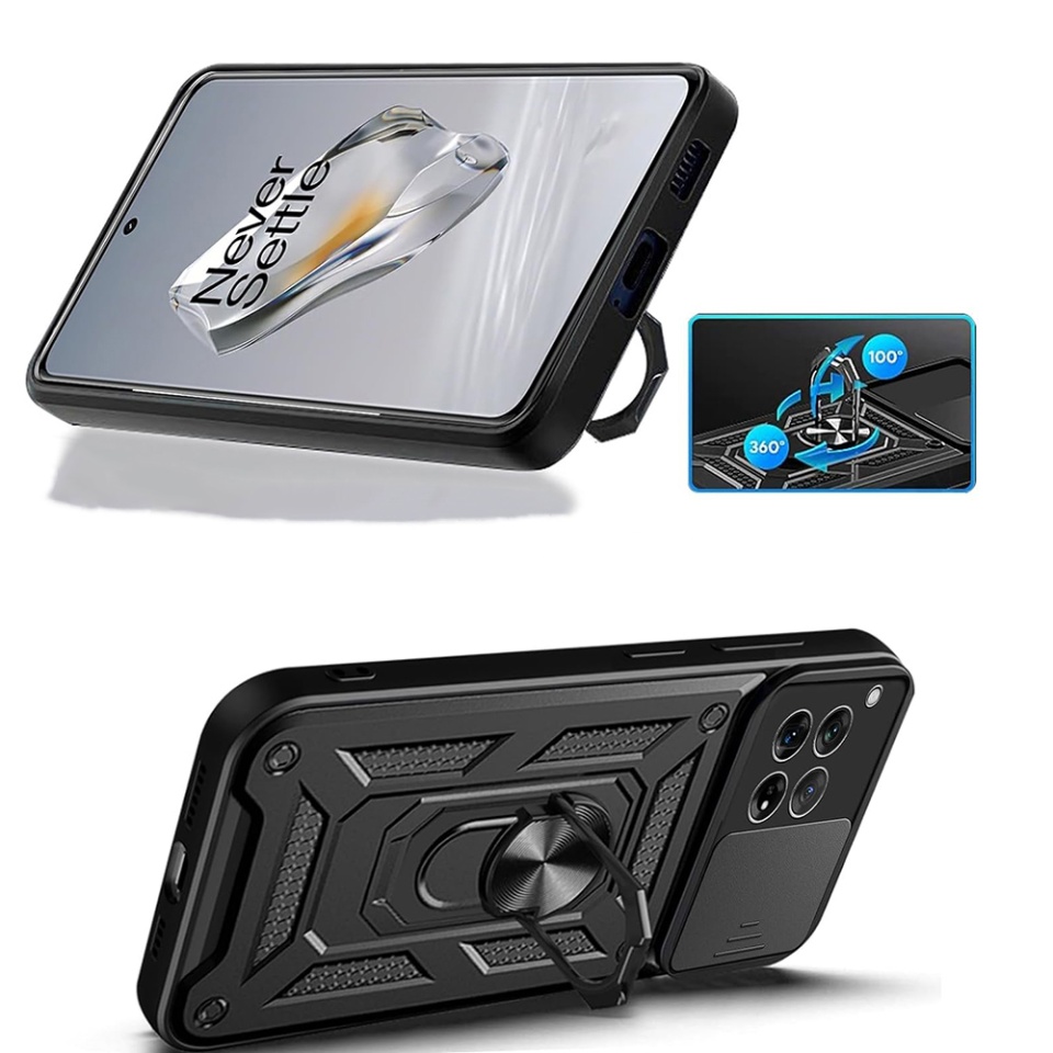 Husa pentru OnePlus 12R, SKYDDAR INNOVATION, CamShield, Inel magnetic, set cu sticker, Roz - 3 | YEO