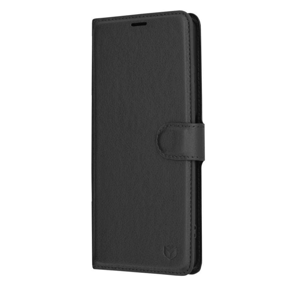 Husa pentru OnePlus 12R, SKYDDAR INNOVATION, Leather Folio tip Carte, cu Portofel Interior, Finisaje Premium, set cu sticker, Negru - 3 | YEO