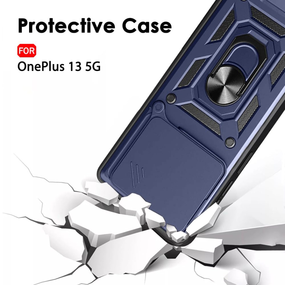 Husa pentru OnePlus 13 cu inel magnetic si protectie camera Skyddar CamShield - Albastru - 2 | YEO