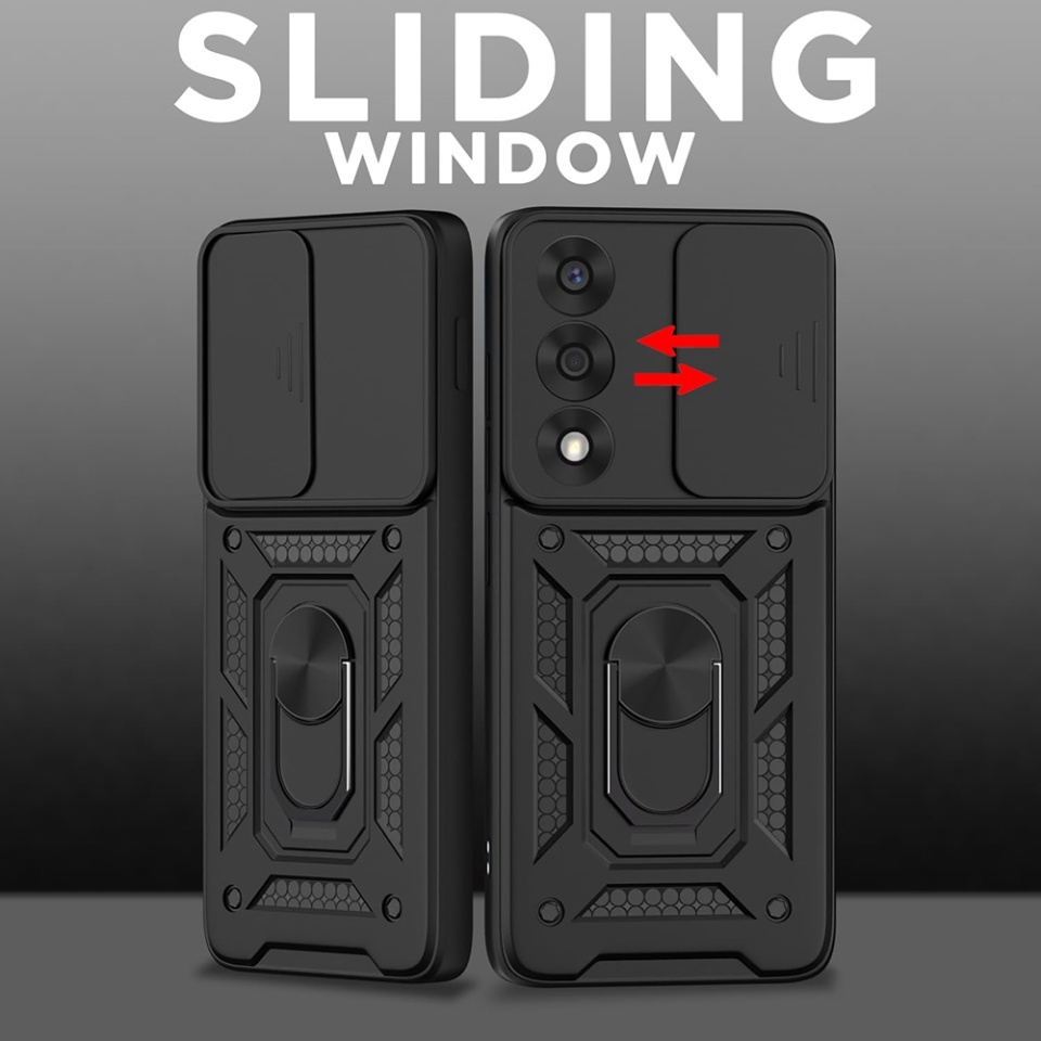 Husa pentru OnePlus Nord 5, SKYDDAR INNOVATION, CamShield, Inel magnetic, set cu sticker, Negru - 2 | YEO