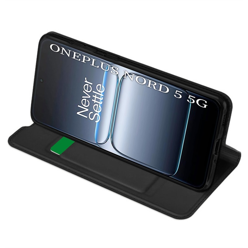 Husa pentru OnePlus Nord 5, SKYDDAR INNOVATION, Magskin Book, tip Carte cu Portofel Interior, set cu sticker, Negru - 1 | YEO