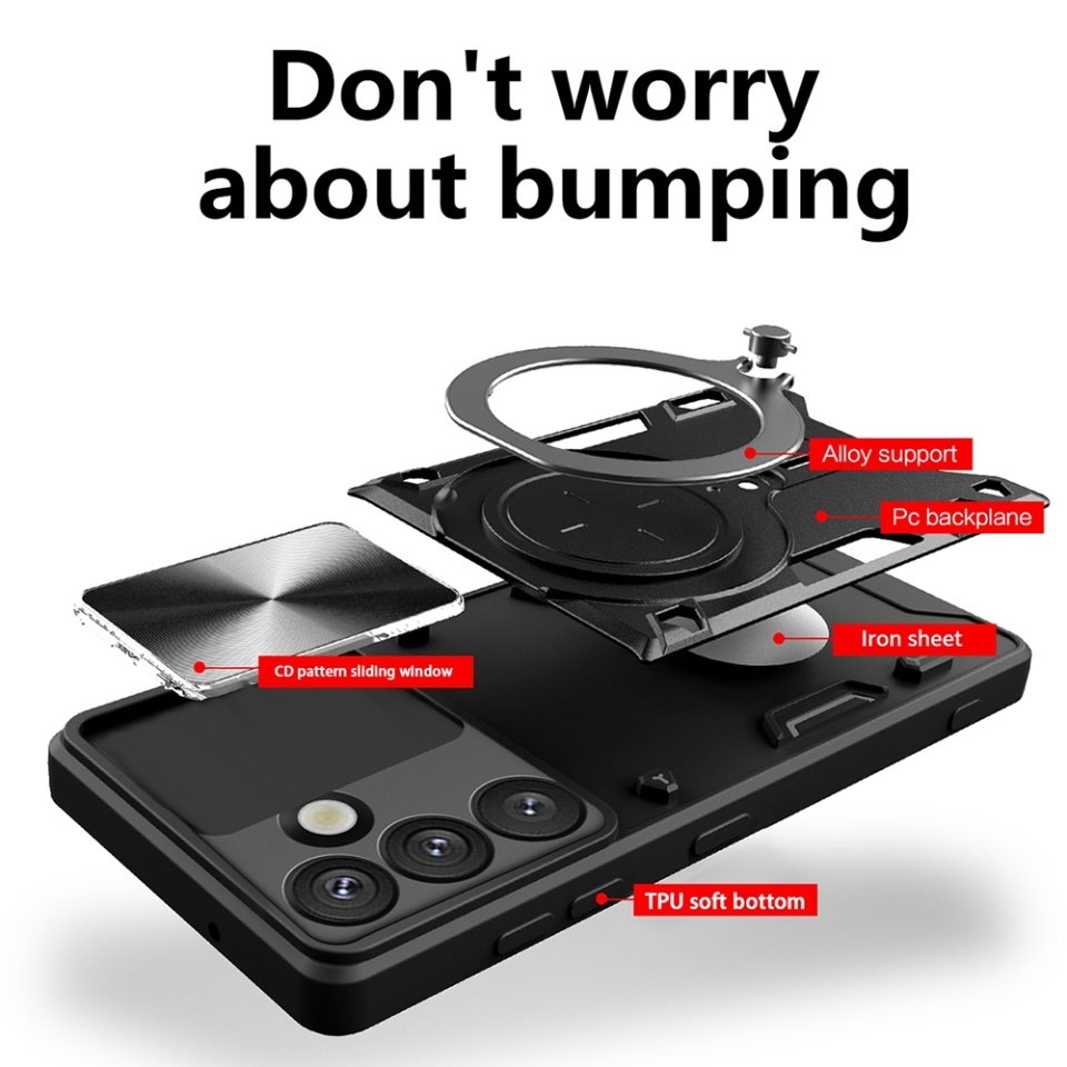 Husa pentru Oppo A5 4G, SKYDDAR INNOVATION, CamGuard Pro, Inel Magnetic, Protectie Camera, set cu sticker, Negru - 1 | YEO